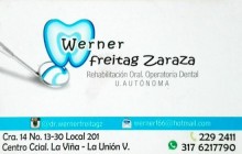 Odontólogo Werner Freitag Zaraza, La Unión - Valle del Cauca